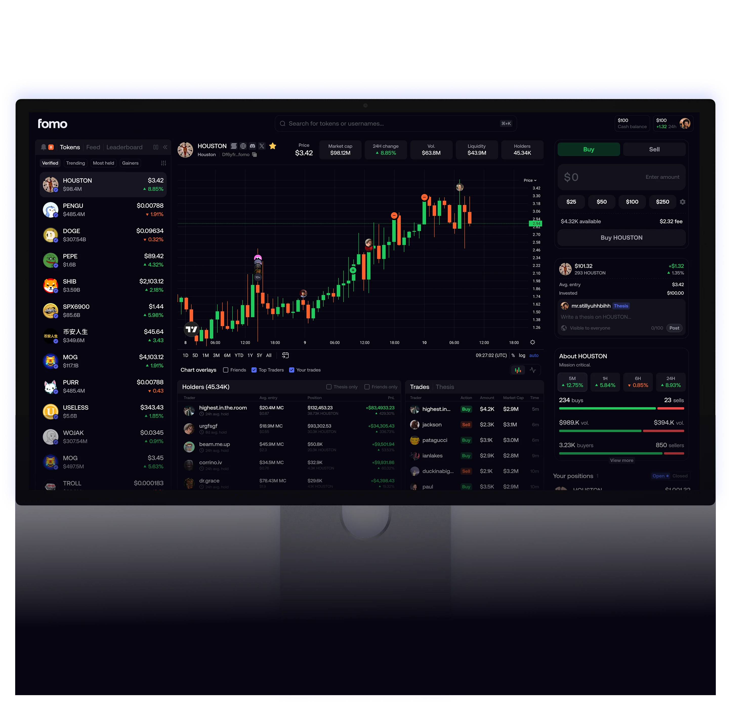 fomo trading terminal on desktop